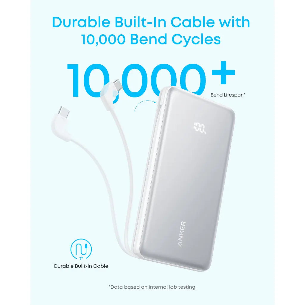 PowerBank ANKER Zolo (10K, 22.5W, Built-In USB-C Cable)