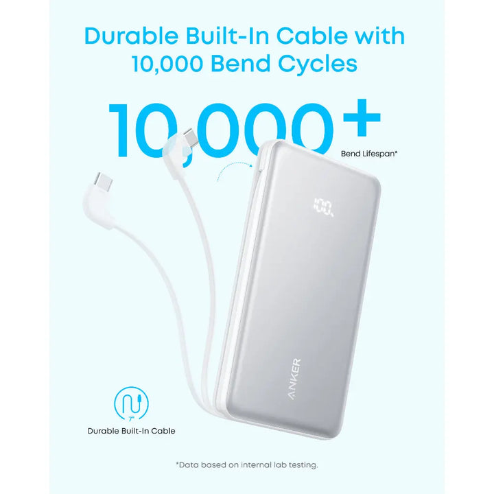 PowerBank ANKER Zolo (10K, 22.5W, Built-In USB-C Cable)