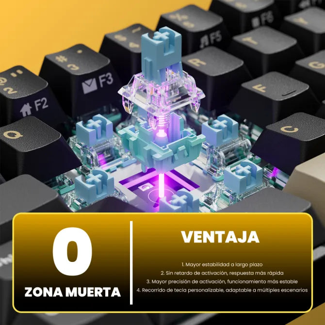 Teclado mecánico gamer Royal Kludge RK68 HE Cableado Español PHANTOM - MINT MAGNETIC SWITCH