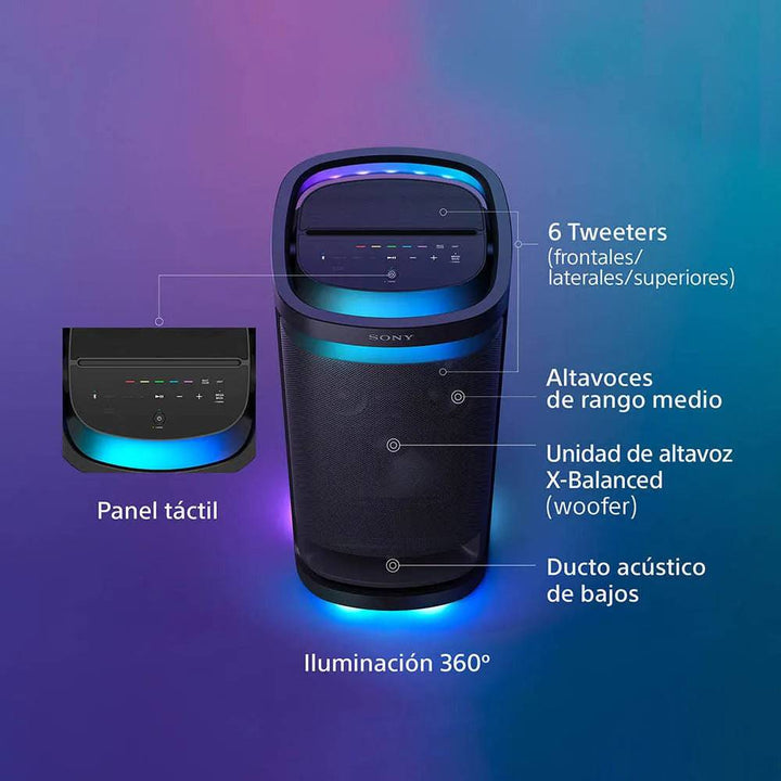 Parlante Sony SRS-XV900 X-Series Bluetooth 25 horas mango y ruedas integradas - Achorao