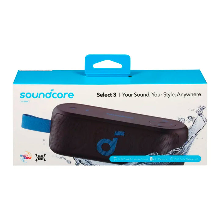 Parlante portátil Soundcore Select 3 by Anker 16w IPX7 20H - Achorao