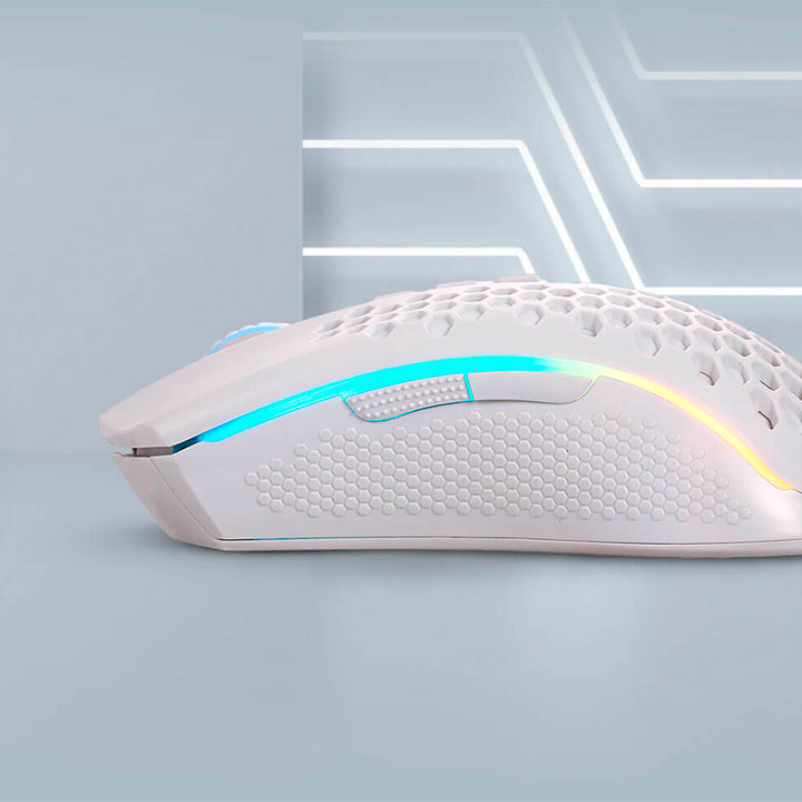 Mouse gamer Redragon Storm Pro M808-KS, inalámbrico, RGB, blanco - Achorao