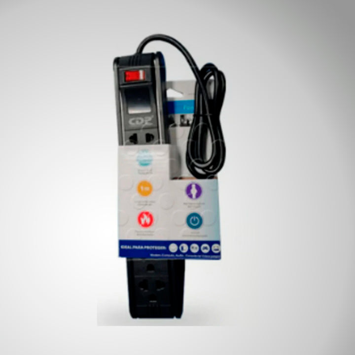 SUPRESOR DE PICOS CDP 06 TOMAS BLACK 220V (R-PS6) - Achorao