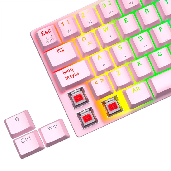 Teclado mecánico T-dagger ARENA RGB Switch Red, Español T-TGK312P PINK RED - Achorao