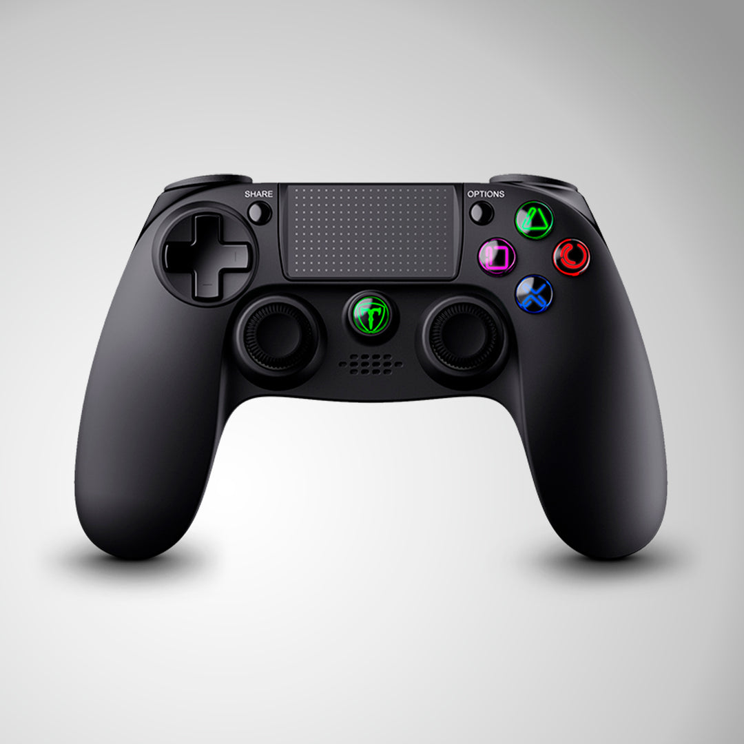 Controlador gamer inalámbrico T-Dagger Scorpio T-TGP802 en color negro para PC y PS4, con botones y joystick ergonómicos.
