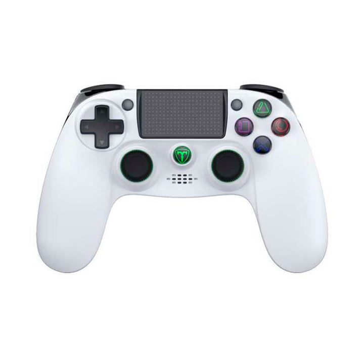 Controlador gamer inalámbrico T-Dagger Scorpio T-TGP802 en color negro, compatible con PC y PS4, con botones y palancas.