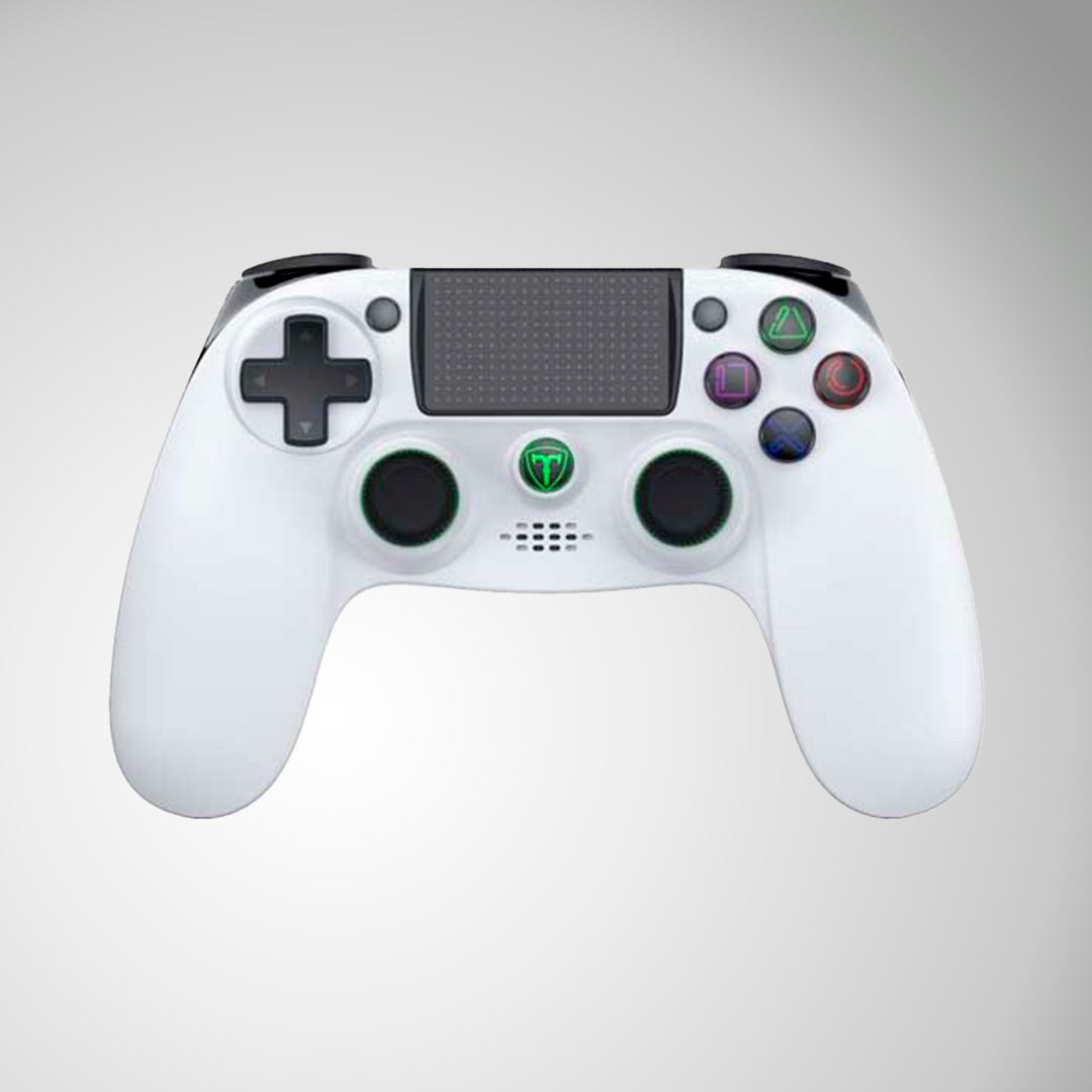 Mando gamer inalámbrico T-Dagger Scorpio T-TGP802 negro para PC y PS4, con botones y joystick visible.