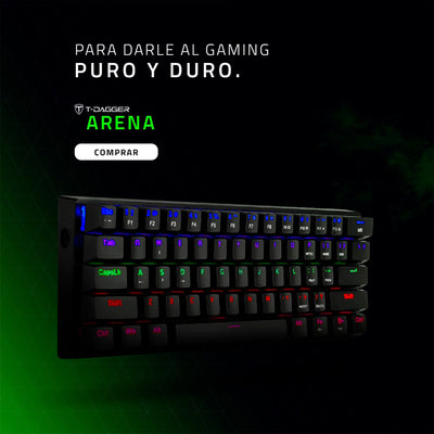 Teclado mecánico T-dagger ARENA RGB Switch Brown, Español T-TGK312P Black - Achorao