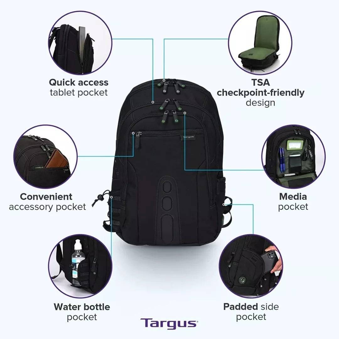 MOCHILA TARGUS SPRUCE ECOSMART 17" CHECKPOINT FRIENDLY BLACK (TBB019US) - Achorao