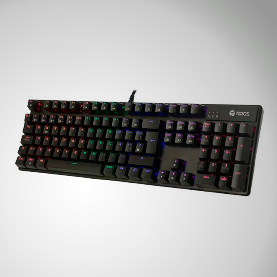 Teclado mecánico TE-4068G, retroiluminación rainbow, USB 2.0, español, color negro - Achorao
