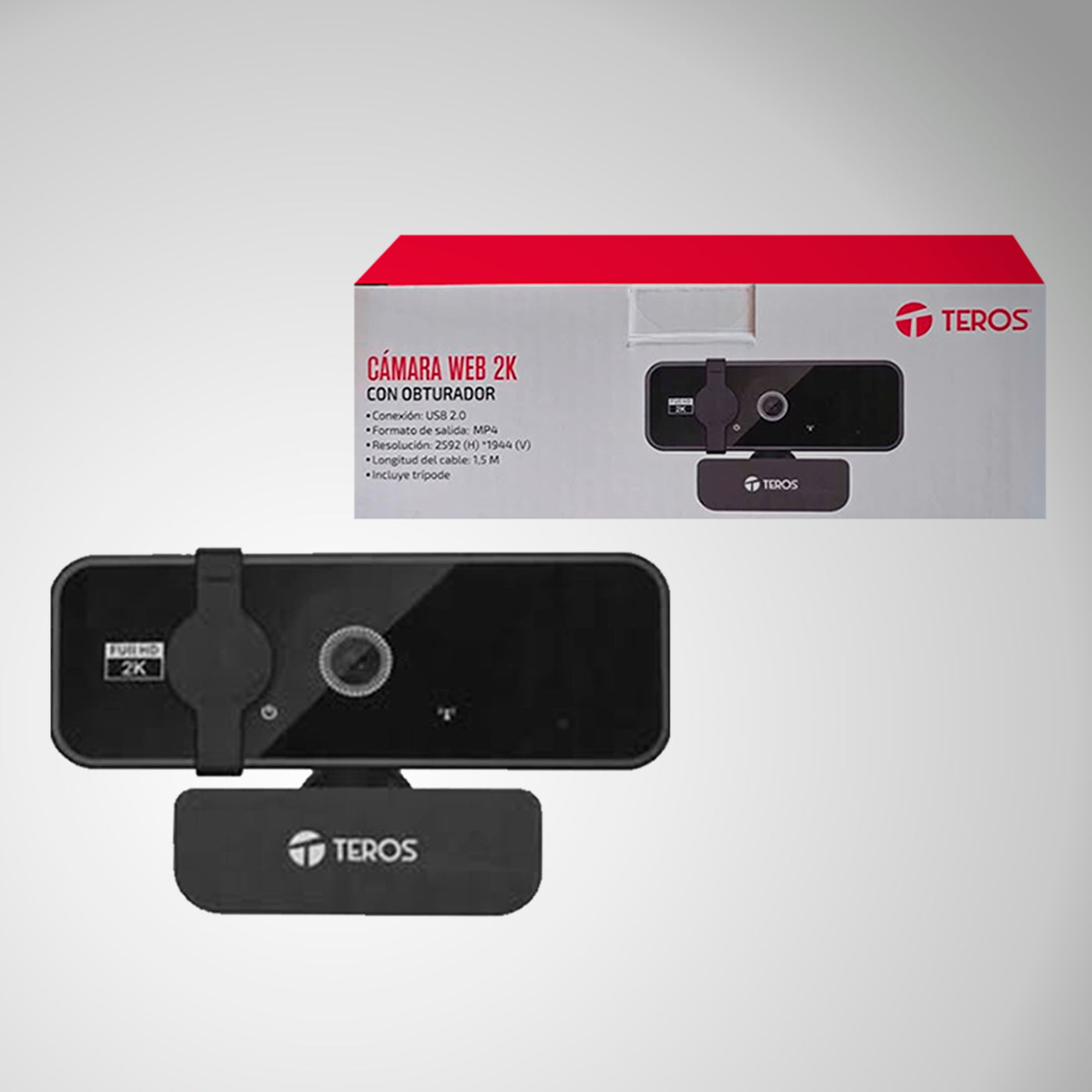 Webcam TEROS TE-9072,2K2 Micrófono Incorporado USB 2.0 - Achorao