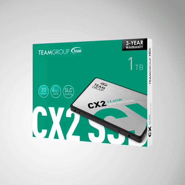 Unidad de estado solido Teamgroup CX2, 1TB, SATA 6.0 Gb/s, 2.5", ECC, DC +5V - Achorao