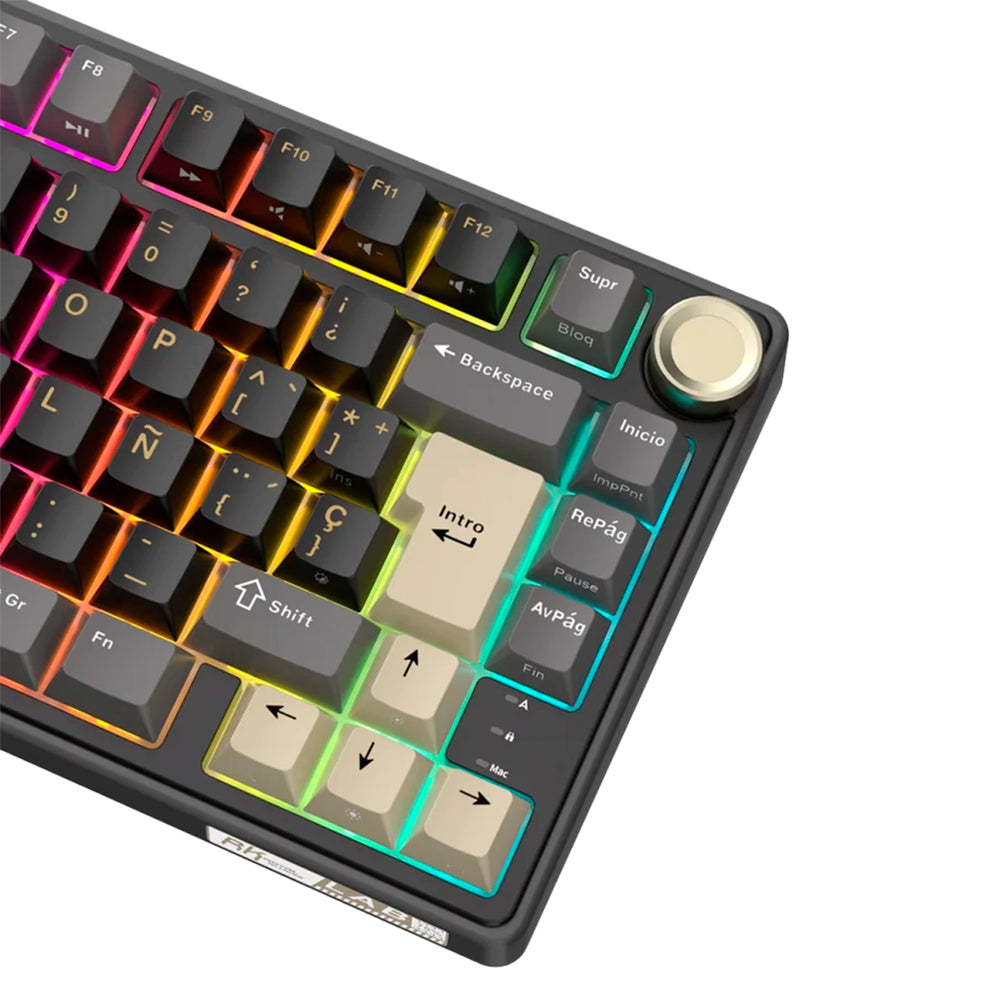 Teclado mecánico gamer Royal Kludge RK R75 cableado Phantom con switches K Silver - vista superior