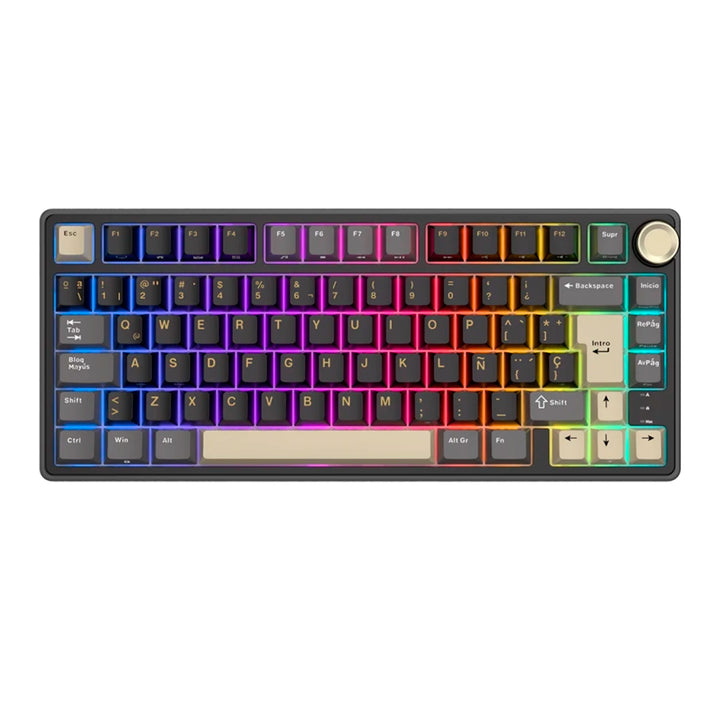 Teclado mecánico gamer Royal Kludge RK R75 cableado Phantom con switches K Silver, vista frontal