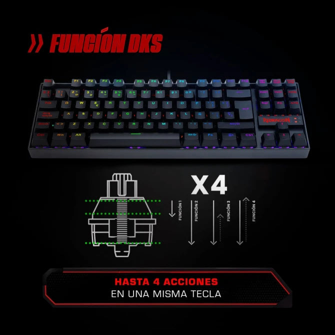 Teclado mecánico gamer Redragon Kumara K552HE Cableado Español Black - Magnetic Switch