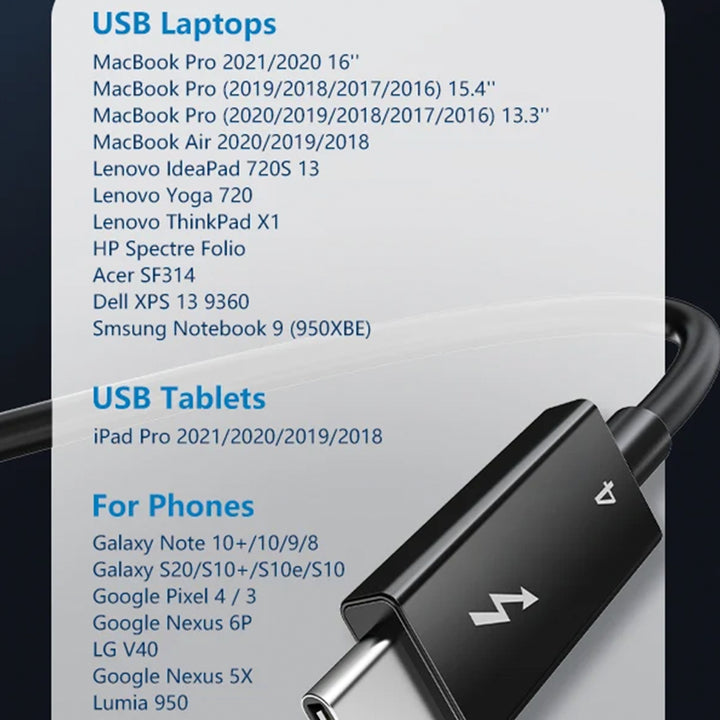 Cable USB-C Thunderbolt 4 CABLETIME | Carga Rápida PD 100W, 40 Gbps, Video 8K