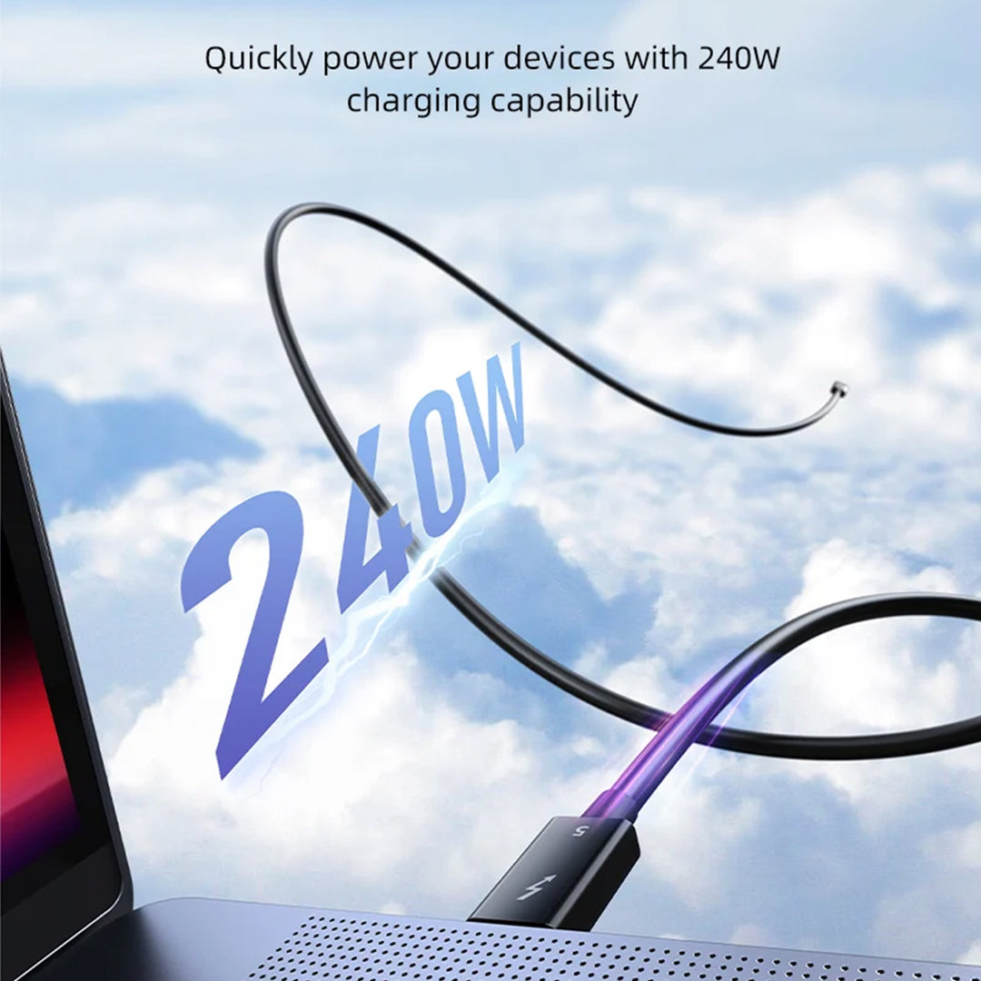 Cable USB-C Thunderbolt 5 CABLETIME CT50G | Carga Ultra PD 240W, 80 Gbps, 0.8m