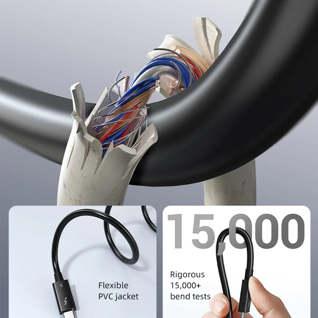 Cable USB-C Thunderbolt 5 CABLETIME CT50G | Carga Ultra PD 240W, 80 Gbps, 0.8m