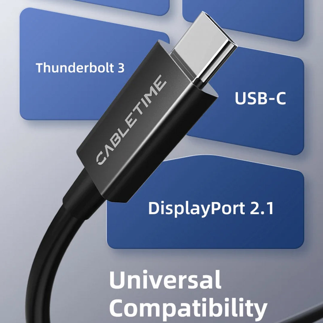 Cable USB-C Thunderbolt 5 CABLETIME CT50G | Carga Ultra PD 240W, 80 Gbps, 0.8m