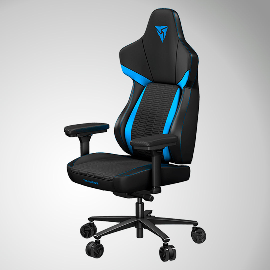 Silla gamer ThunderX3 Core Racer negra con soporte ergonómico y diseño deportivo para juegos y trabajo.