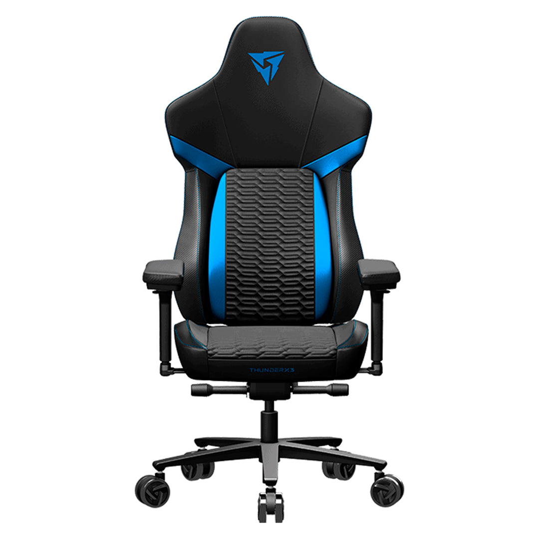 Silla gamer ThunderX3 Core Racer negra con diseño ergonómico y acolchado, ideal para largas sesiones de juego.