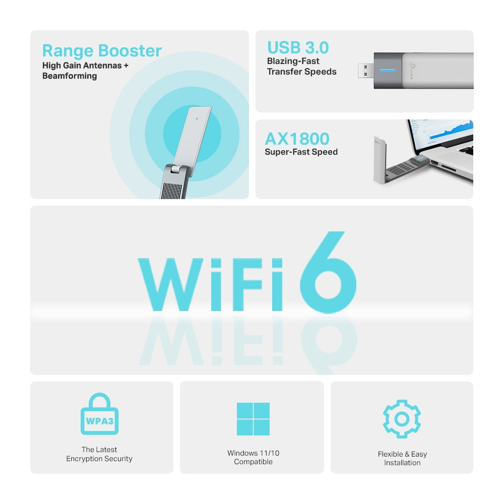 Adaptador USB de Wi-fi Tp Link Archer TX20UH AX1800 Wifi 6 - Achorao
