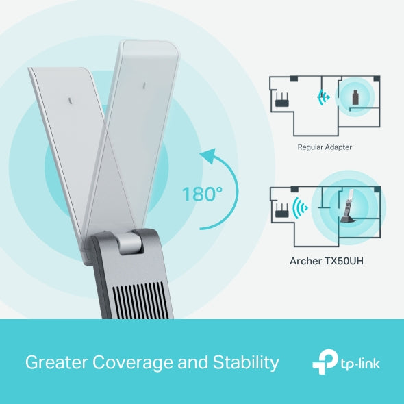 Adaptador Wi-Fi 6 TP-LINK ARCHER TX50UH USB AX3000 High Gain Dual Band - Achorao