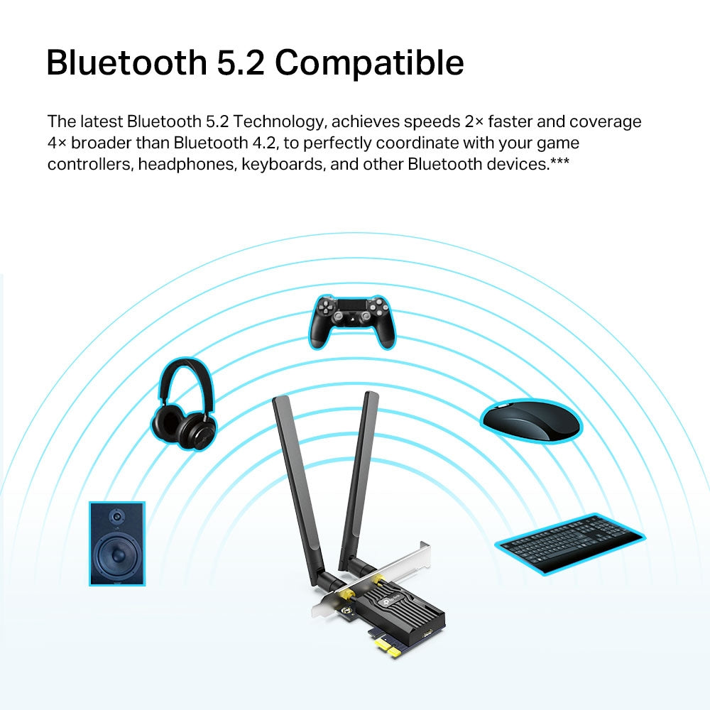 Adaptador Wi-fi 6 y Bluetooth 5.2 PCie TP-Link AX1800 Archer TX20E - Achorao
