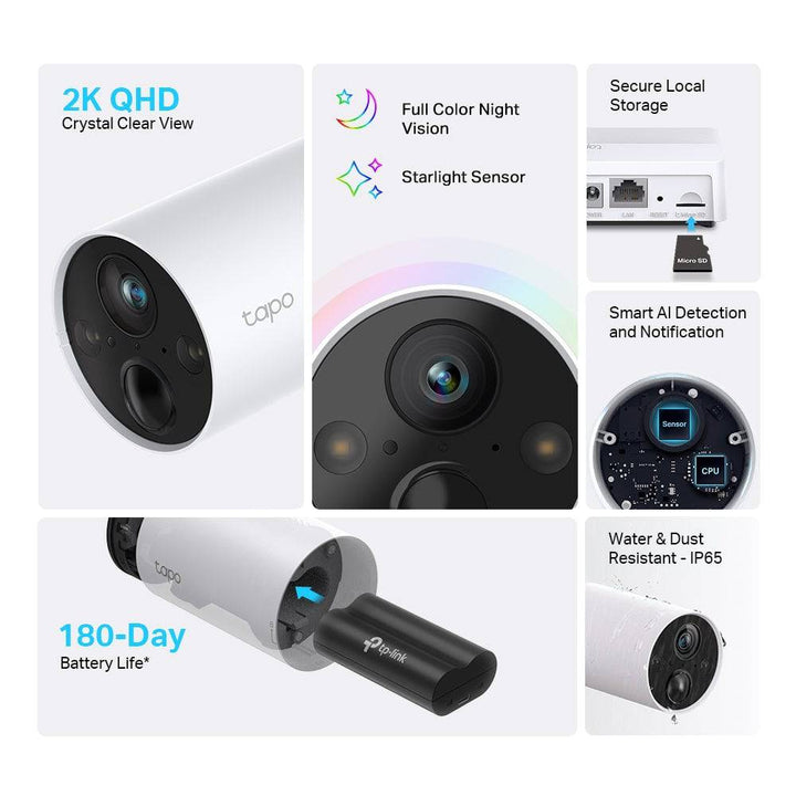 Cámara Tapo C420S2 Sistema de Cámaras Wi-Fi de Vigilancia Inteligente con Batería - Achorao
