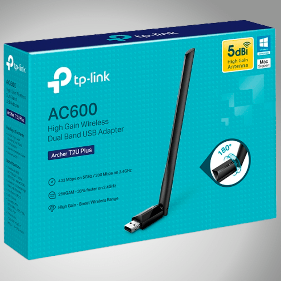 Adaptador Wifi Usb Tp-link Archer T2u Plus Ac600 Dual band - Achorao