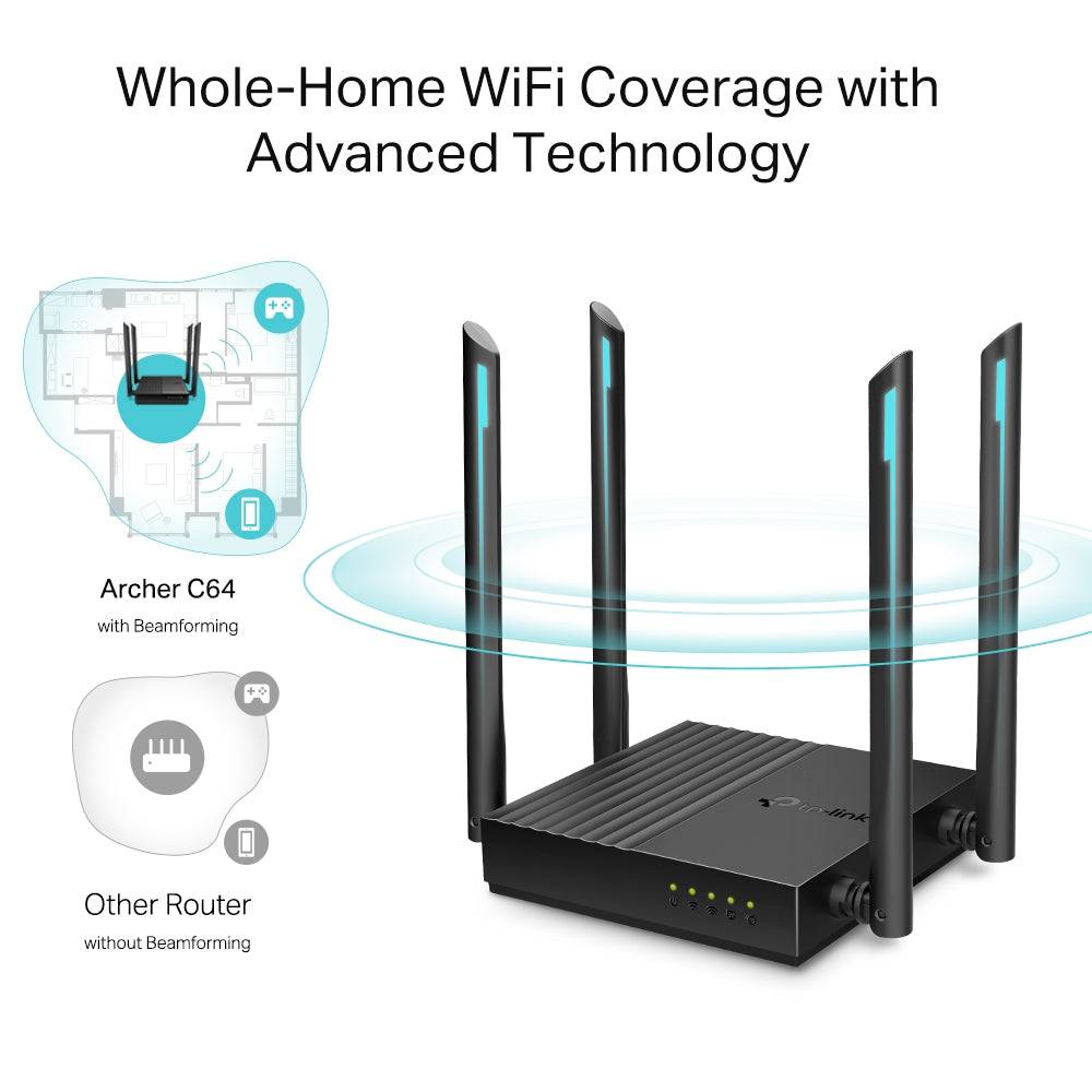 Router Tp-link Archer C64 Dual Band Gigabit Ac1200 - Achorao