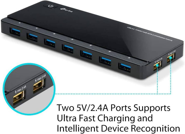 TP Link UH720 Hub de 7 Puertos USB 3.0 - 2 Puertos de Carga - Achorao