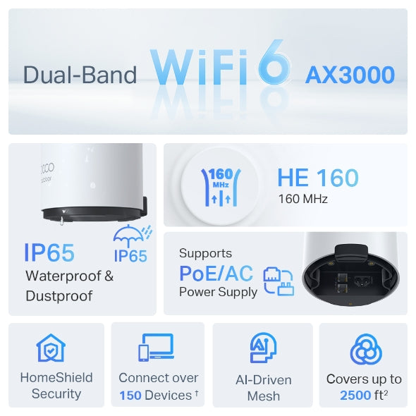 DECO TP-LINK X50 OUTDOOR AX3000 unidad Mesh para exterior/interior WiFi 6 - Achorao