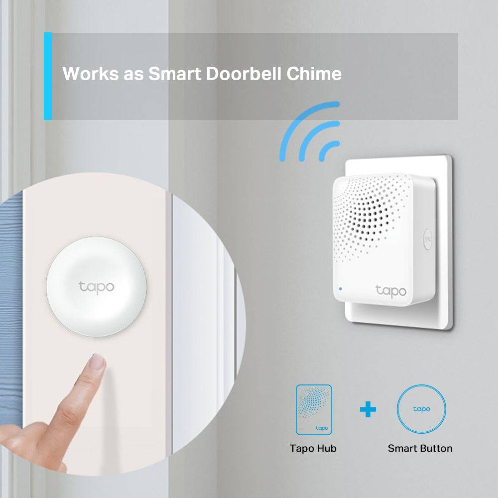 TP-Link Tapo H100 Smart Hub with Chime con 19 Tonos, Control Inteligente centralizado Hogar, Enlace a WiFi hasta 64 Dispositivos - Achorao