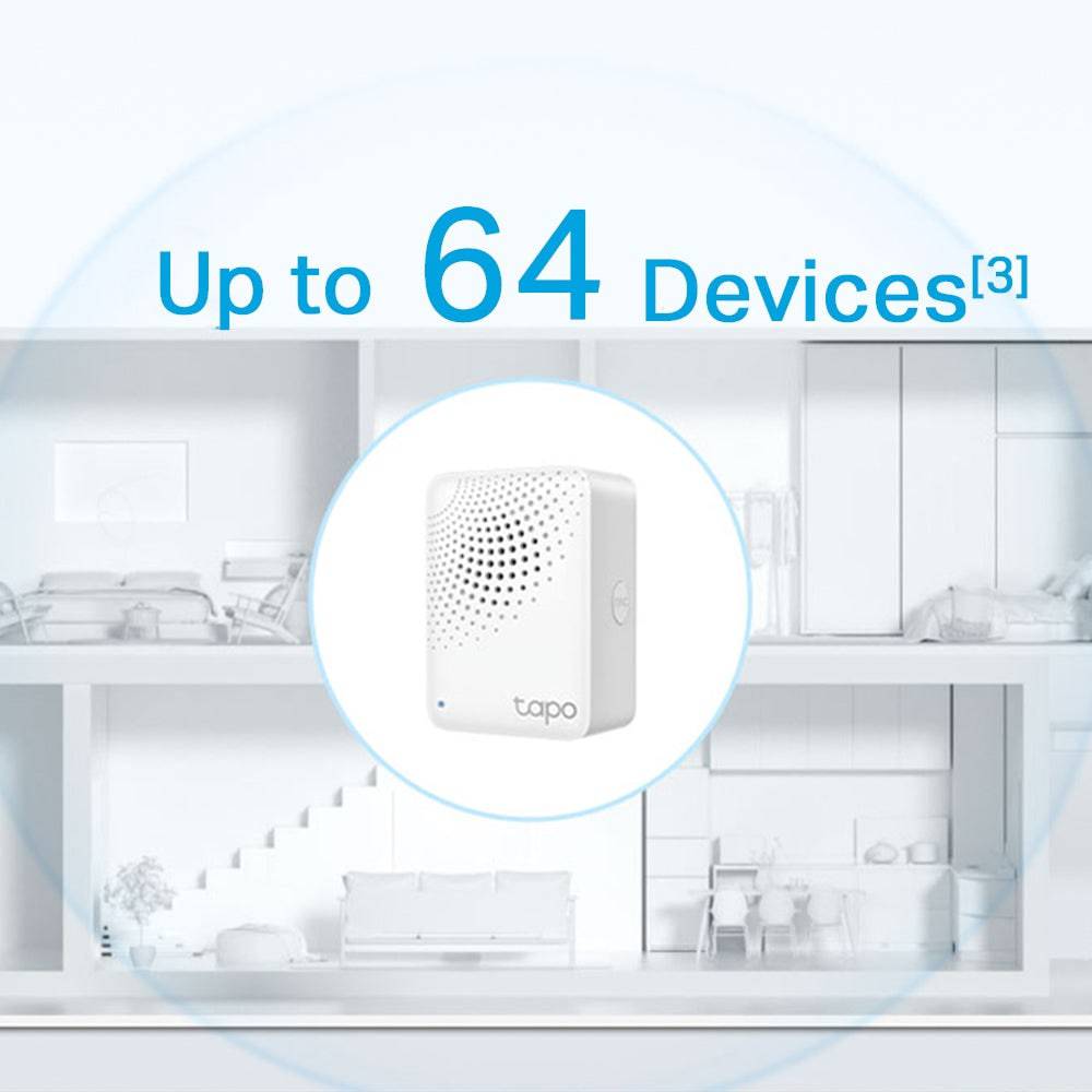 TP-Link Tapo H100 Smart Hub with Chime con 19 Tonos, Control Inteligente centralizado Hogar, Enlace a WiFi hasta 64 Dispositivos - Achorao