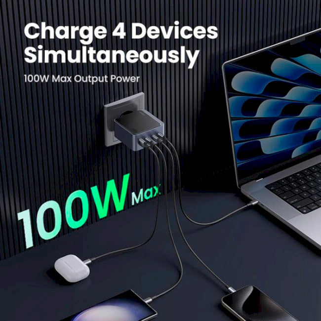 Cargador de carga rápida Ugreen Nexode S 100W 4 puertos GaN X565 - Achorao