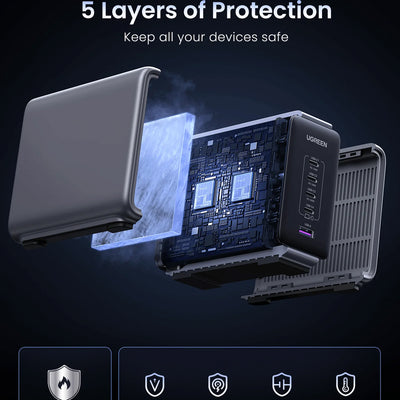 Cargador de escritorio UGREEN Nexode 300W USB-C GaN de 5 puertos CD333 - Achorao