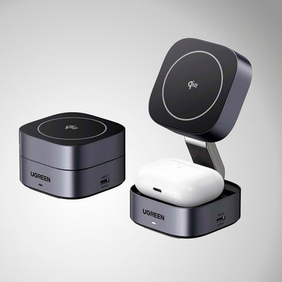 Cargador inalámbrico magnético UGREEN 15W 2 en 1 W702 - Achorao