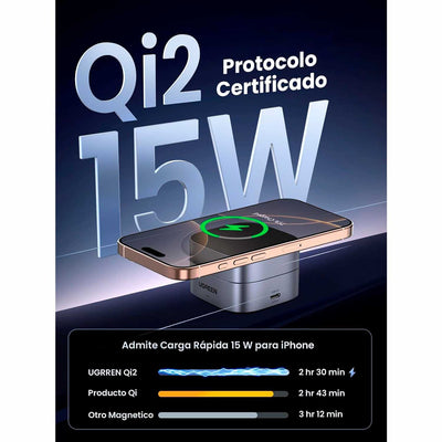 Cargador inalámbrico magnético UGREEN 15W 2 en 1 W702 - Achorao