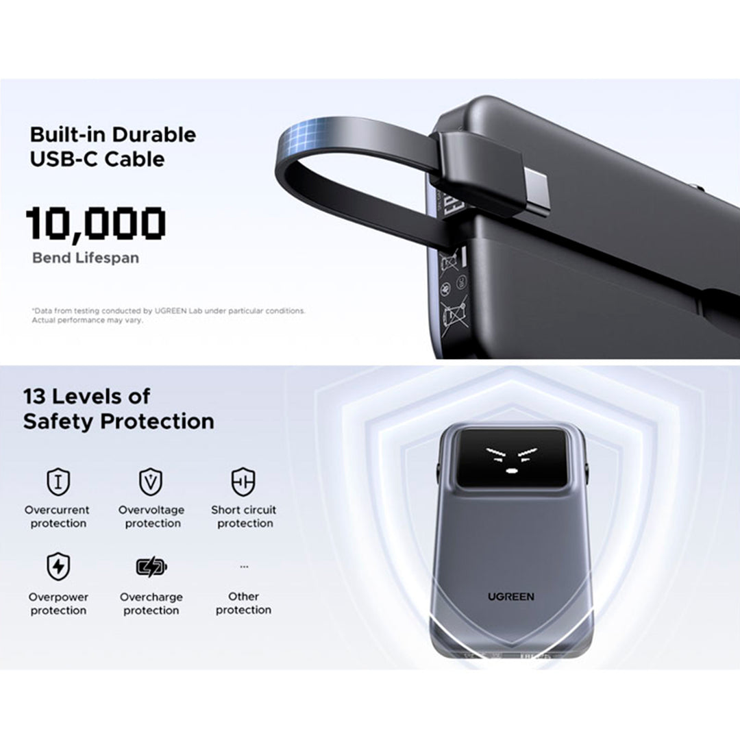 Cargador portátil UGREEN UNO 30W 10000mAh  con cable USB-C - PB511 - Achorao