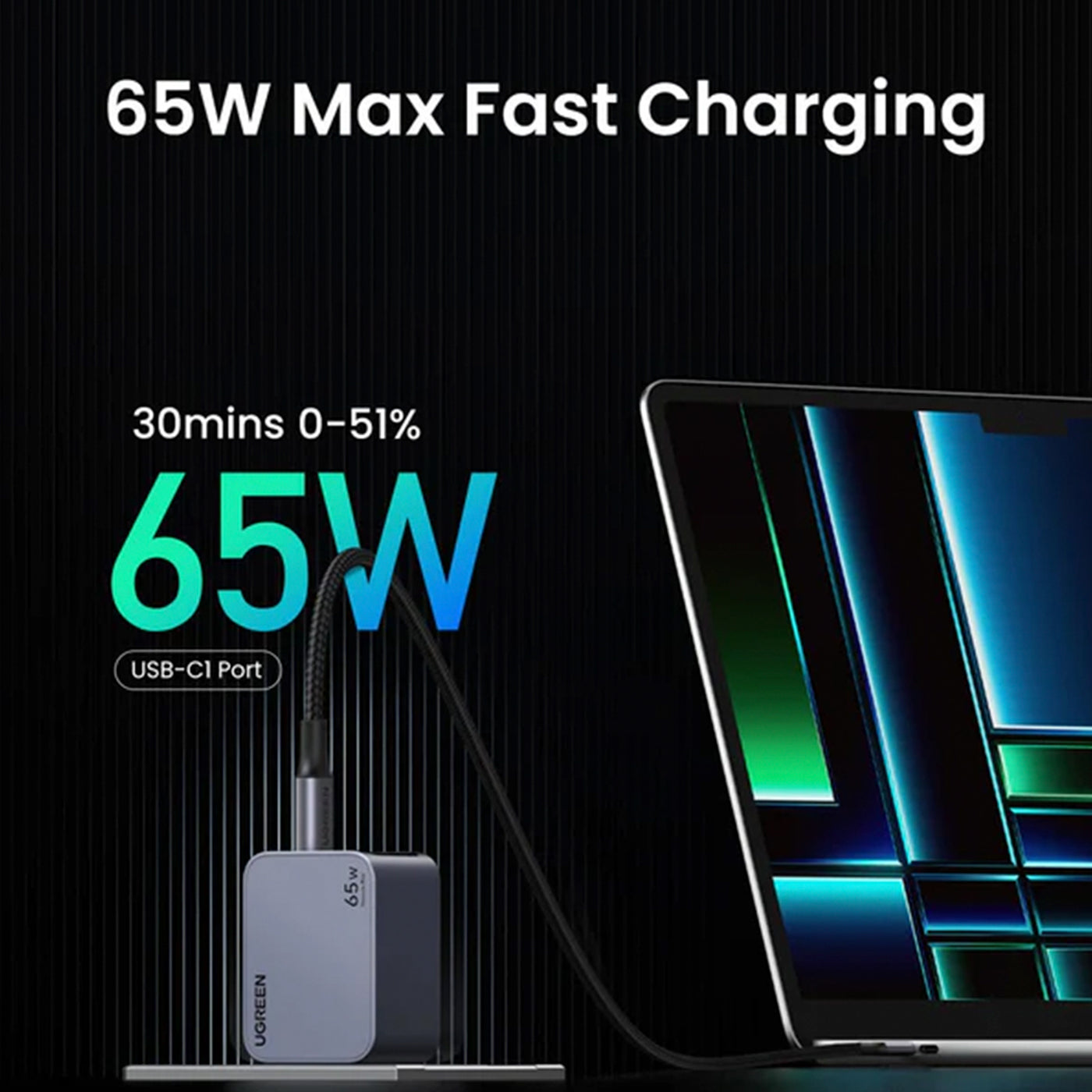 Cargador rápido para iPhone UGREEN Nexode Pro 65W 3-Port GaN X755 - Achorao