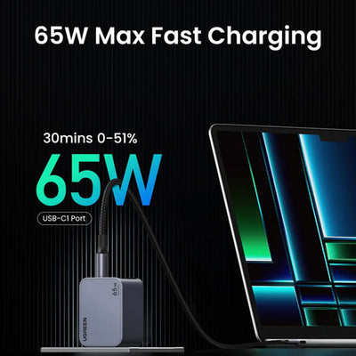 Cargador rápido para iPhone UGREEN Nexode Pro 65W 3-Port GaN X755 - Achorao