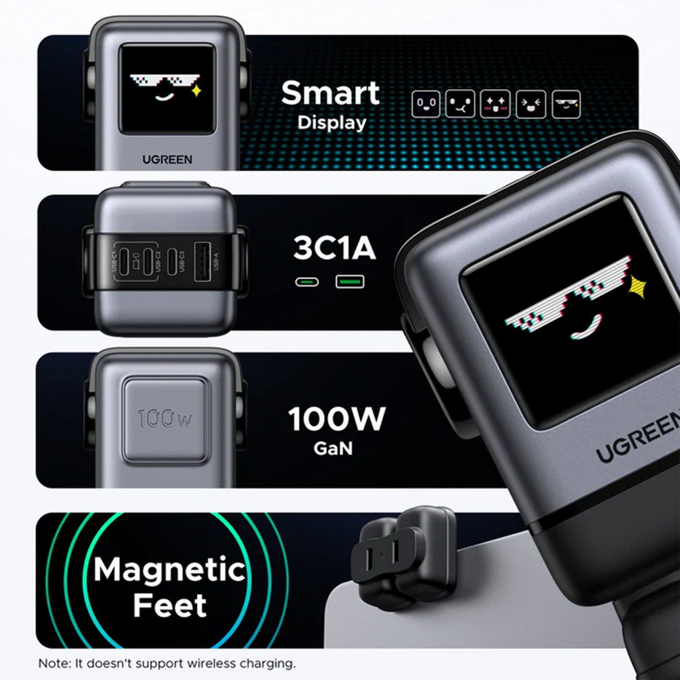 Cargador Ugreen Uno 100w 4-port GaN Carga Rápida X688 - Achorao