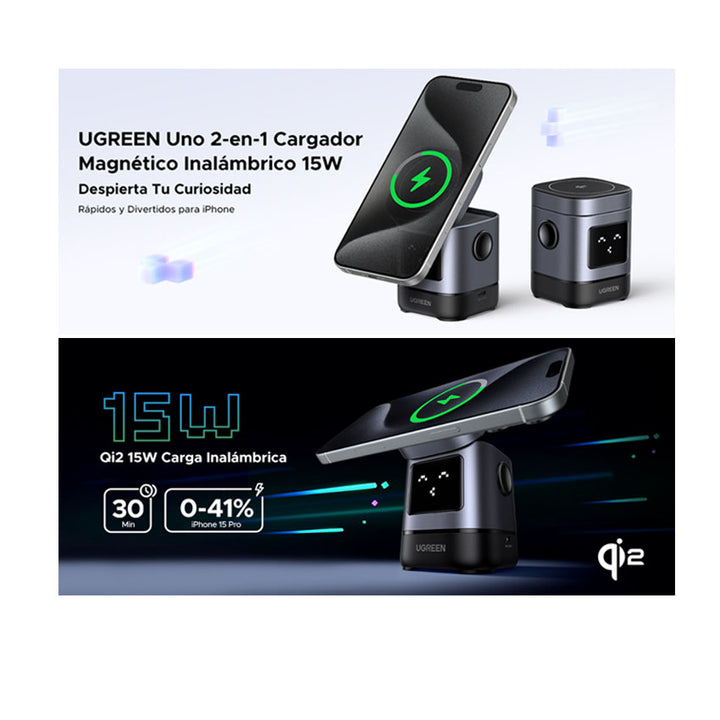 Estación de carga magnética inalámbrica UGREEN Uno 2 en 1, para i phone W709 - Achorao