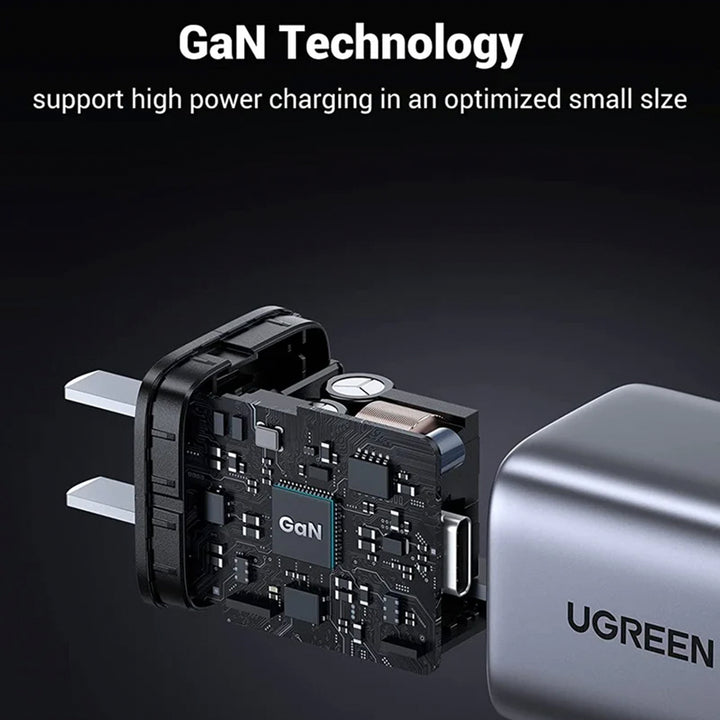 Cargador de carga rápida UGREEN GaN 30W US (Space Gray) CD319 - Achorao