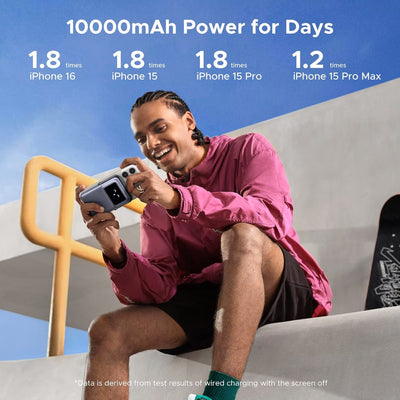 Cargador portátil magnético de 10000 mAh UGREEN Uno, paquete de batería inalámbrica PD 20 W con pantalla TFT - PB572 - Achorao