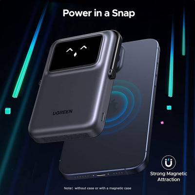 Cargador portátil magnético de 10000 mAh UGREEN Uno, paquete de batería inalámbrica PD 20 W con pantalla TFT - PB572 - Achorao