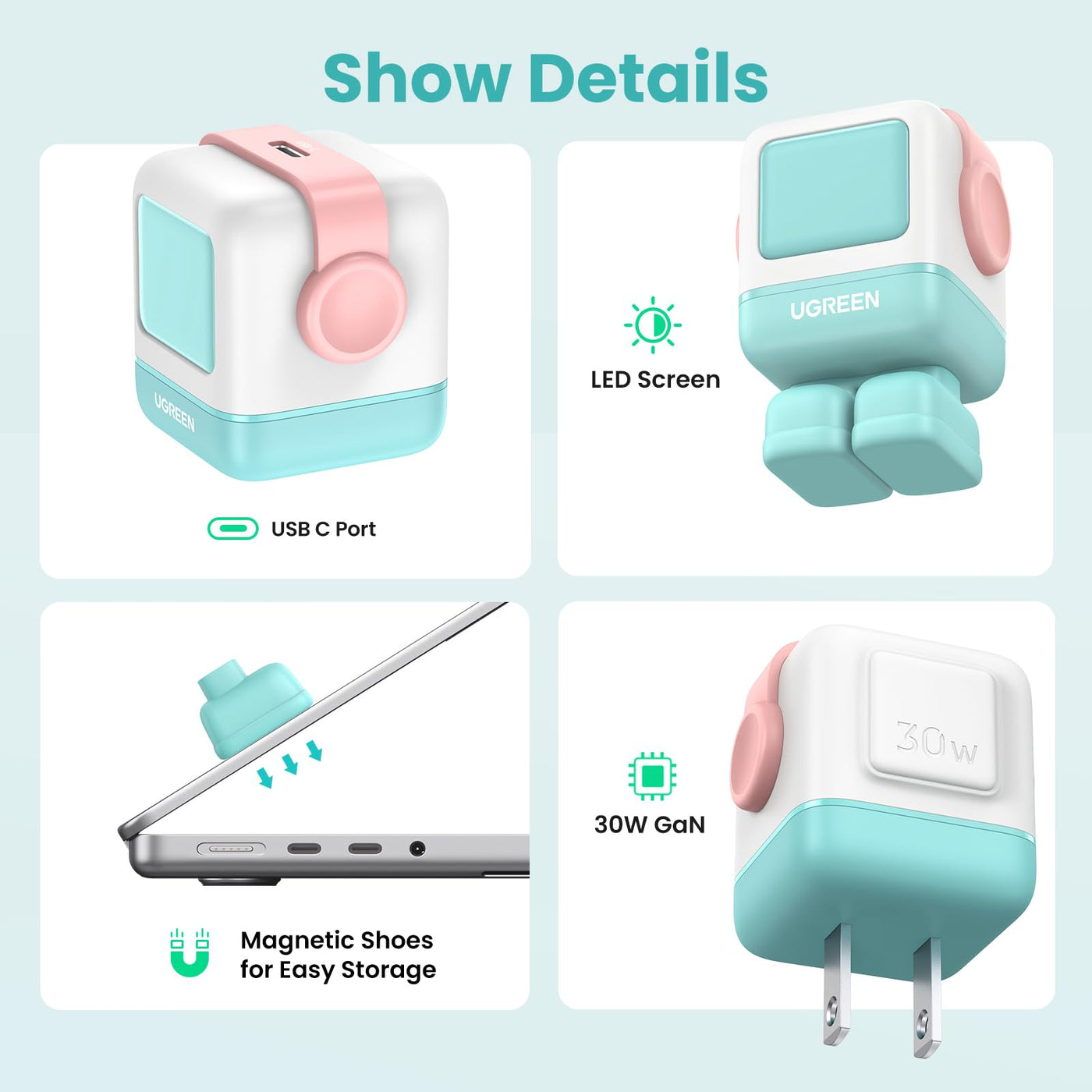 Adaptador/Cargador de corriente UGREEN Uno, USB-C 30W, Puerto 1 x USB-C (CD359) - Achorao
