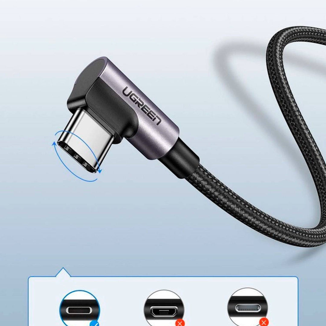 Angulo Recto USB-A a USB-C Cable 2m UGREEN (Space Gray) US284 - Achorao