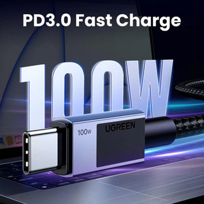 Cable de carga rápida y transferencia de datos Ugreen USB-C a USB-C L512 100W - 1m - Achorao
